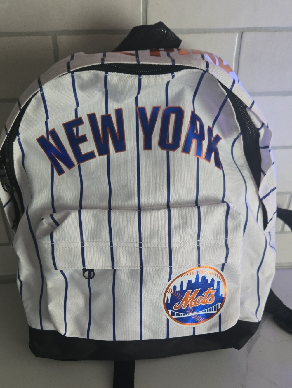 PINK Victoria's Secret White & Blue Pinstripe New York Mets Backpack